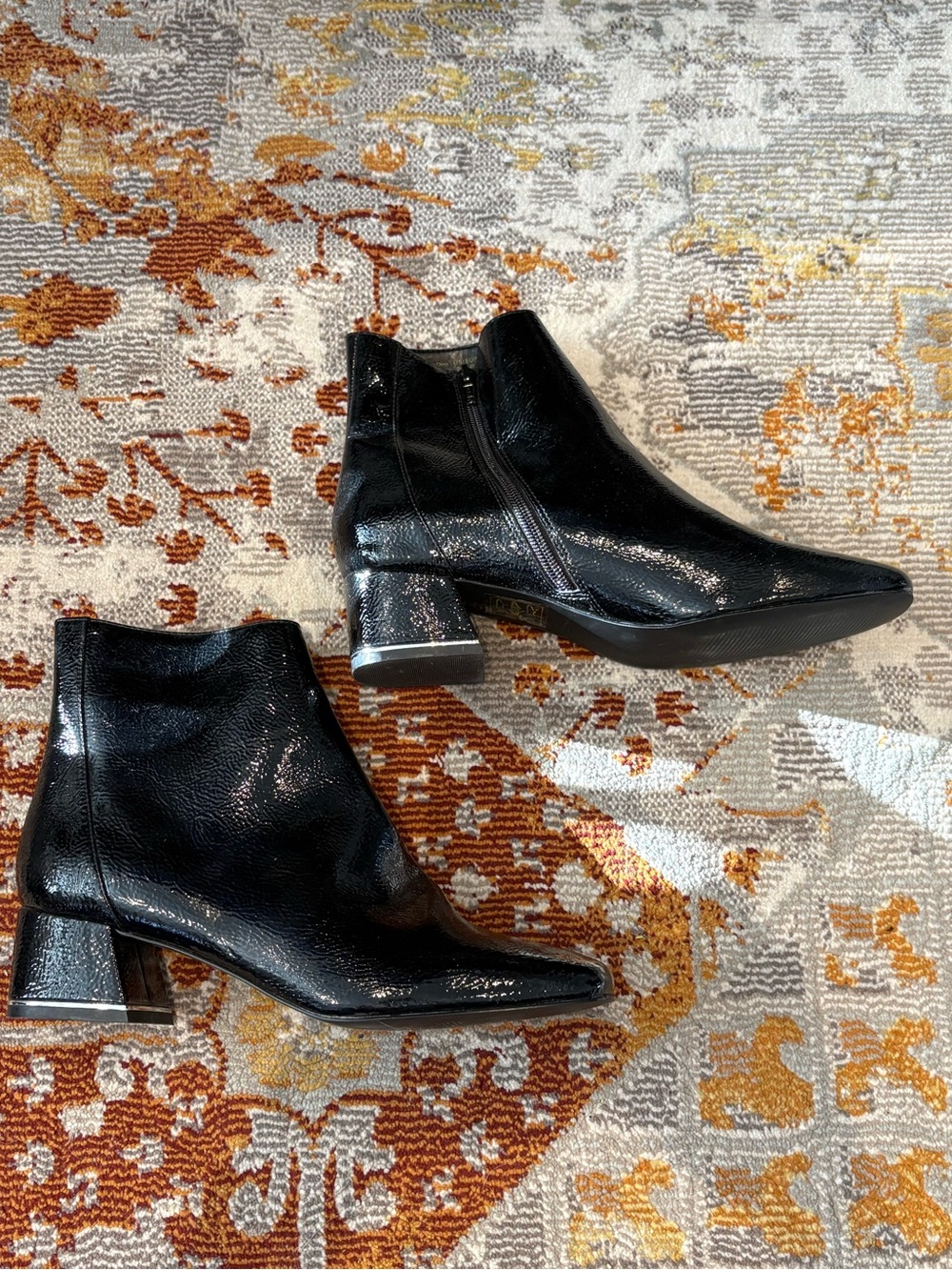 Aldo Black Patent Leather Ankle Booties